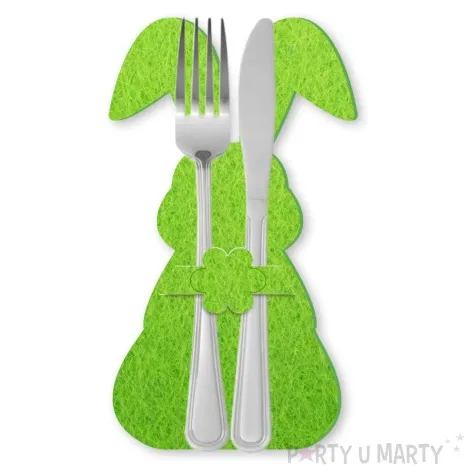 etui na sztucce wielkanocny krolik uszatek zielony 2 szt