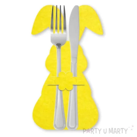 etui na sztucce wielkanocny krolik uszatek zolty 2 szt