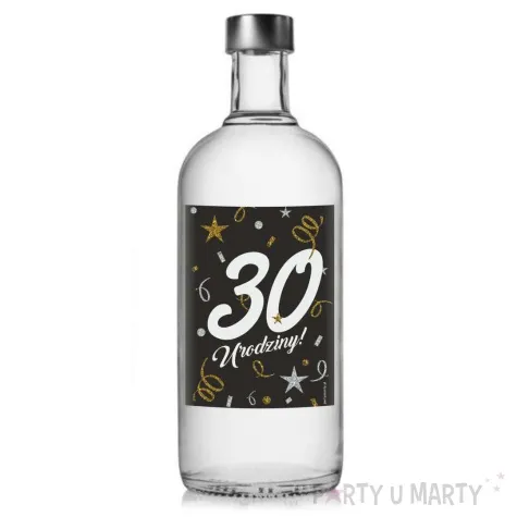 etykieta na butelke 30 urodziny czarny 85x120 mm 5 szt