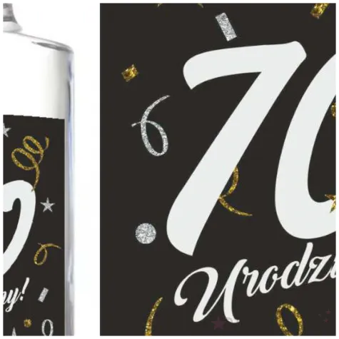 etykieta na butelke 70 urodziny glamour birthday 85x120 mm 5 szt
