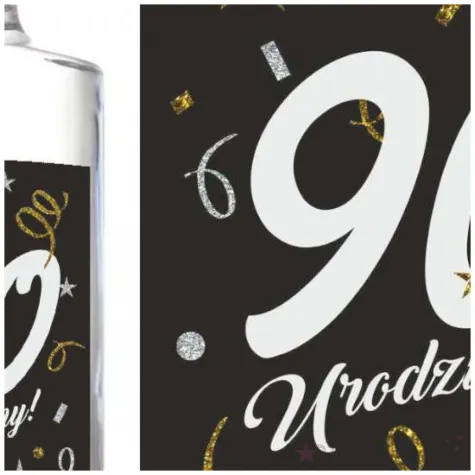 etykieta na butelke 90 urodziny glamour birthday 85x120 mm 5 szt