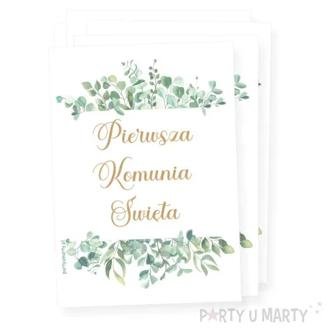 etykieta na butelke komunia swieta eukaliptus beauty 85x120 mm 5 szt