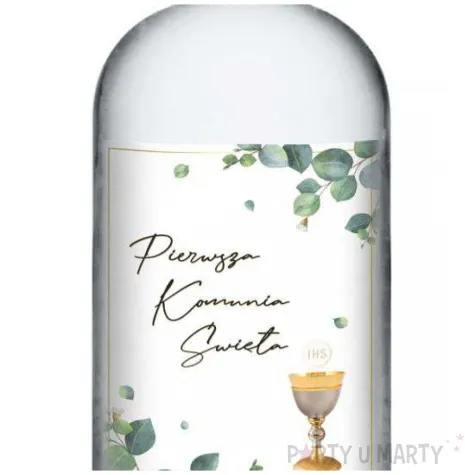 etykieta na butelke komunia swieta eukaliptus z hostia 85x120 mm 5 szt