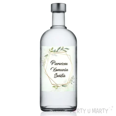 etykieta na butelke komunia swieta mietowa geometria 85x120 mm 5 szt