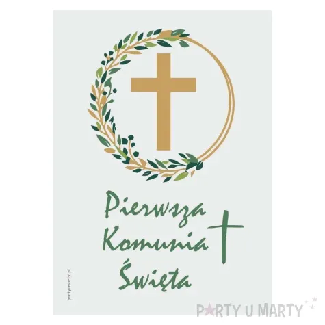 etykieta na butelke komunia swieta z krzyzem 85x120 mm 5 szt