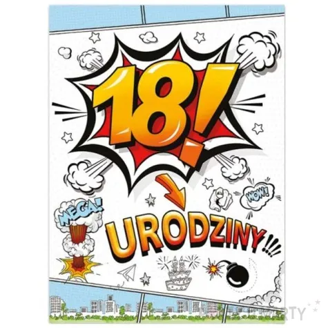 etykieta na butelke urodziny 18 boom 95x125 mm 25 szt