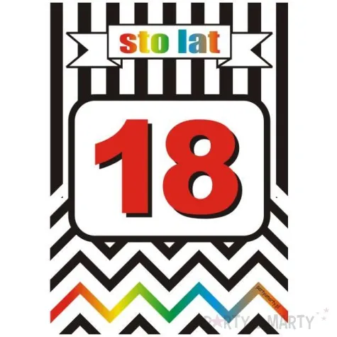 etykieta na butelke urodziny 18 chevron 85x120 mm 5 szt