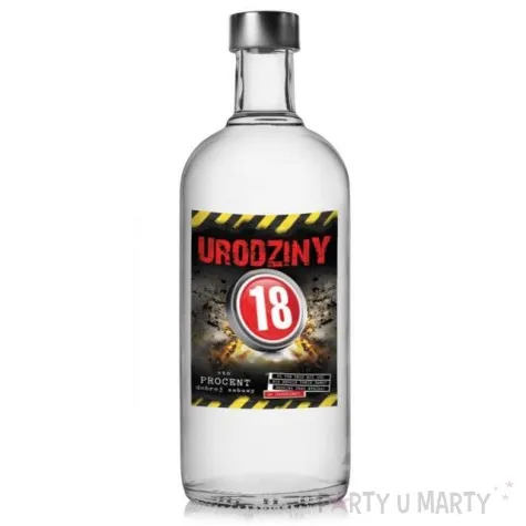 etykieta na butelke urodziny 18 danger 95x125 mm 25 szt