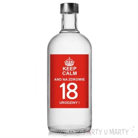 etykieta na butelke urodziny 18 keep calm 85x120 mm 5 szt