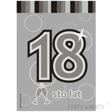 etykieta na butelke urodziny 18 silver 85x120 mm 5 szt