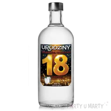 etykieta na butelke urodziny 18 szampan 95x125 mm 25 szt