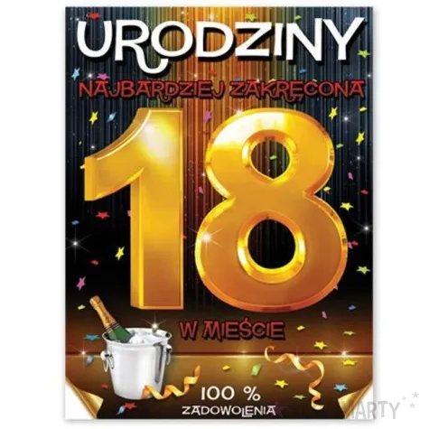 etykieta na butelke urodziny 18 szampan 95x125 mm 25 szt