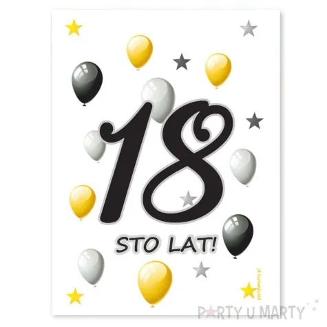 etykieta na butelke urodziny 18 white 85x120 mm 5 szt