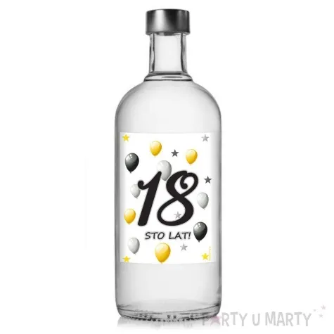 etykieta na butelke urodziny 18 white 85x120 mm 5 szt
