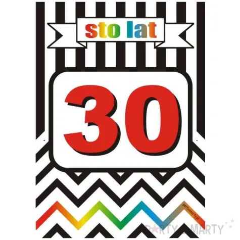 etykieta na butelke urodziny 30 chevron 85x120 mm 5 szt