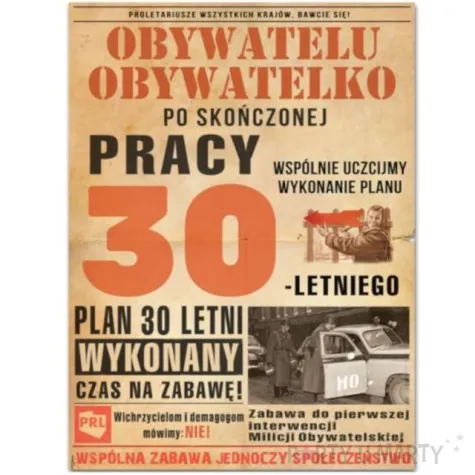 etykieta na butelke urodziny 30 letni plan prl 95x125 mm 25 szt