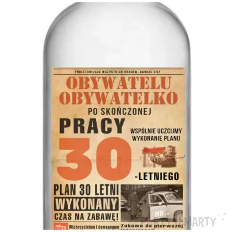etykieta na butelke urodziny 30 letni plan prl 95x125 mm 25 szt