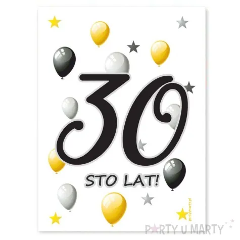 etykieta na butelke urodziny 30 white 85x120 mm 5 szt