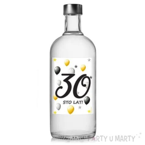 etykieta na butelke urodziny 30 white 85x120 mm 5 szt