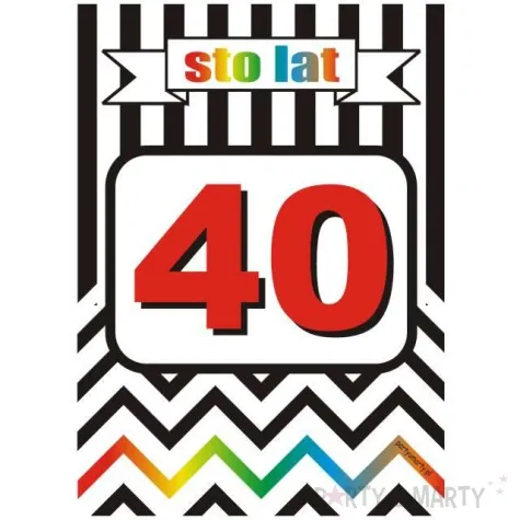 etykieta na butelke urodziny 40 chevron 85x120 mm 5 szt