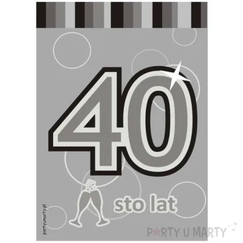etykieta na butelke urodziny 40 silver 85x120 mm 5 szt