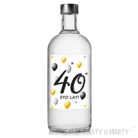 etykieta na butelke urodziny 40 white 85x120 mm 5 szt