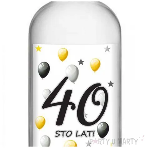 etykieta na butelke urodziny 40 white 85x120 mm 5 szt