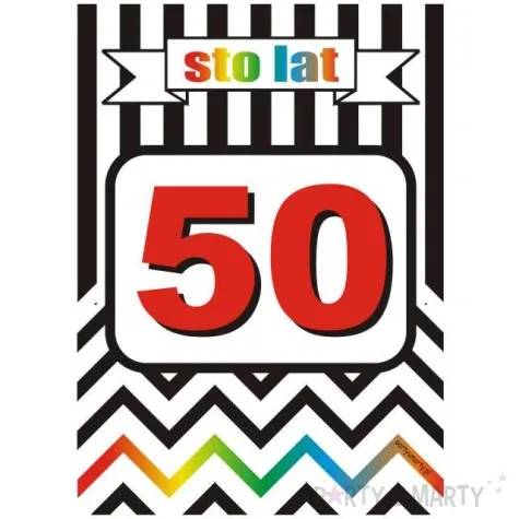 etykieta na butelke urodziny 50 chevron 85x120 mm 5 szt