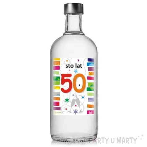 etykieta na butelke urodziny 50 rainbow 85x120 mm 5 szt