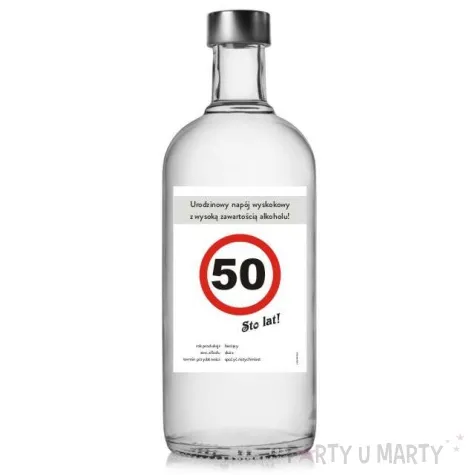 etykieta na butelke urodziny 50 znak 85x120 mm 5 szt