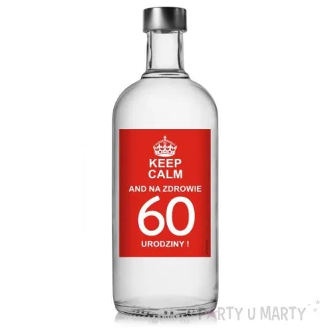 etykieta na butelke urodziny 60 keep calm 85x120 mm 5 szt