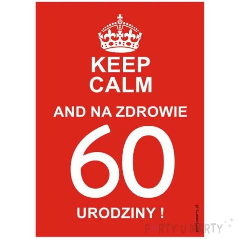 etykieta na butelke urodziny 60 keep calm 85x120 mm 5 szt