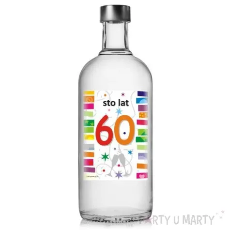 etykieta na butelke urodziny 60 rainbow 85x120 mm 5 szt