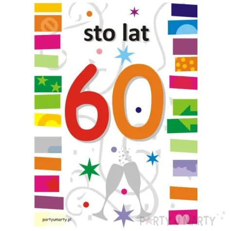 etykieta na butelke urodziny 60 rainbow 85x120 mm 5 szt