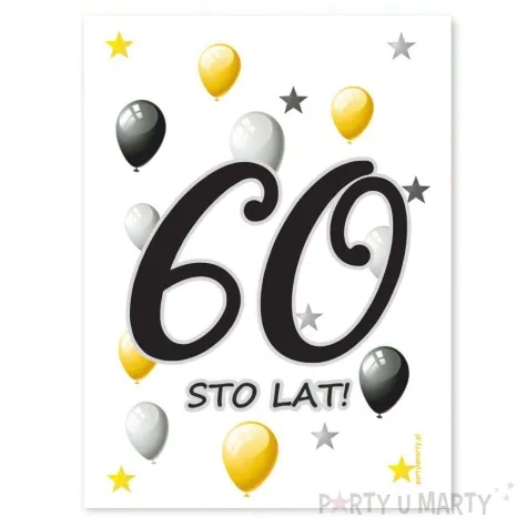 etykieta na butelke urodziny 60 white 85x120 mm 5 szt