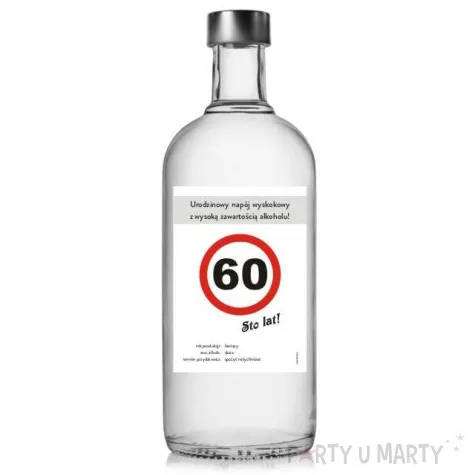 etykieta na butelke urodziny 60 znak 85x120 mm 5 szt