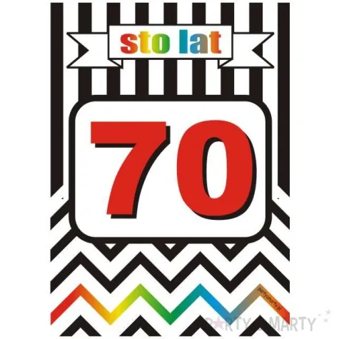 etykieta na butelke urodziny 70 chevron 85x120 mm 5 szt