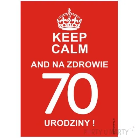 etykieta na butelke urodziny 70 keep calm 85x120 mm 5 szt