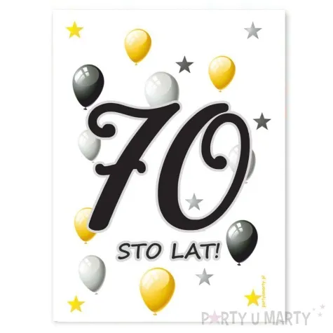 etykieta na butelke urodziny 70 white 85x120 mm 5 szt