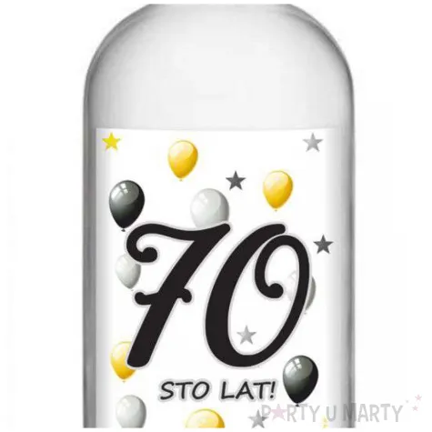 etykieta na butelke urodziny 70 white 85x120 mm 5 szt
