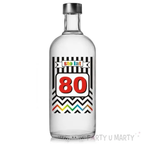 etykieta na butelke urodziny 80 chevron 85x120 mm 5 szt