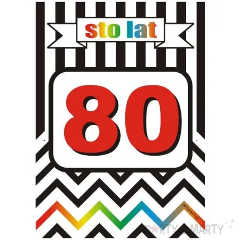 etykieta na butelke urodziny 80 chevron 85x120 mm 5 szt