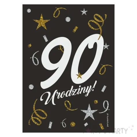etykieta na butelke urodziny 90 black 85x120 mm 5 szt