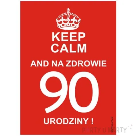 etykieta na butelke urodziny 90 keep calm 85x120 mm 5 szt