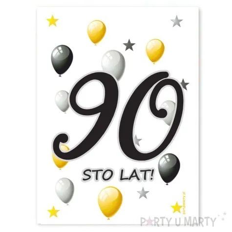 etykieta na butelke urodziny 90 white 85x120 mm 5 szt