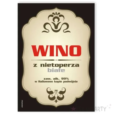 etykieta na butelke wino z nietoperza biale 85x120 mm 5 szt