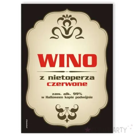 etykieta na butelke wino z nietoperza czerwone 85x120 mm 5 szt