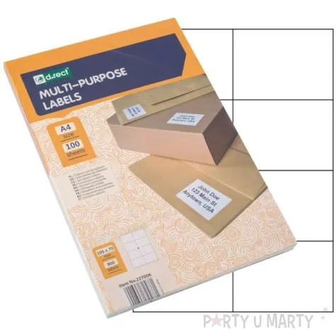 etykieta samoprzylepna a4 8 x 105x70mm d rect 100szt