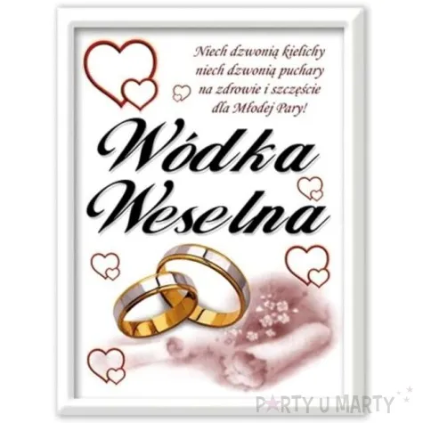 etykiety na butelke wodka weselna bialo bordowa dekoracjepolska 25szt