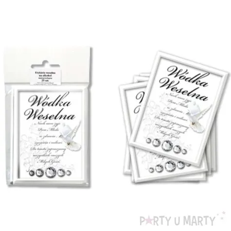 etykiety na butelke wodka weselna bialo czarna dekoracjepolska 25szt